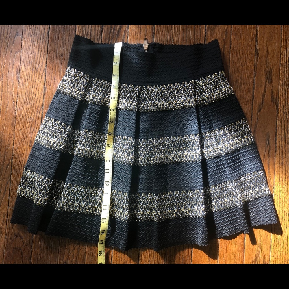 Honey Punch Black and Gold High-Waist Skater Skirt